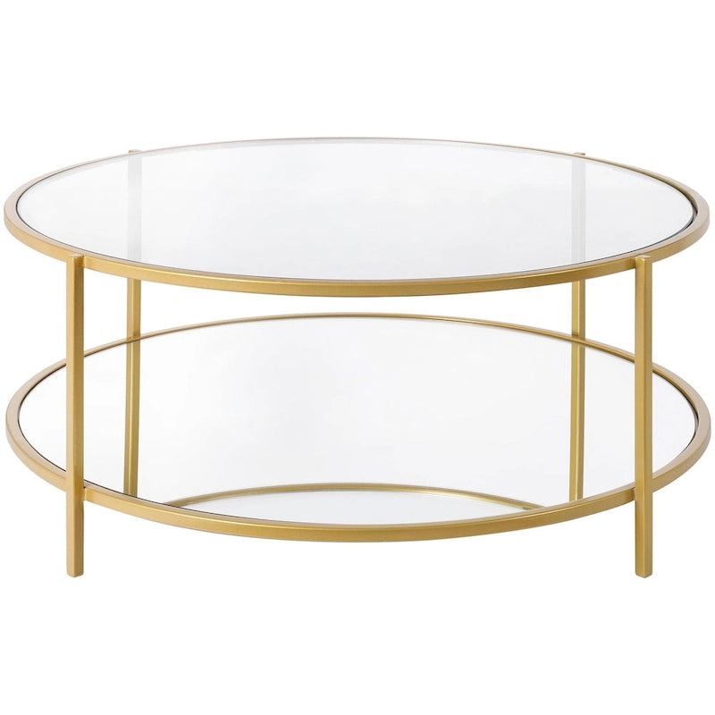 Table basse ronde en verre Alecsis - 35,5 cm H x 91,4 cm L x 91,4 cm P