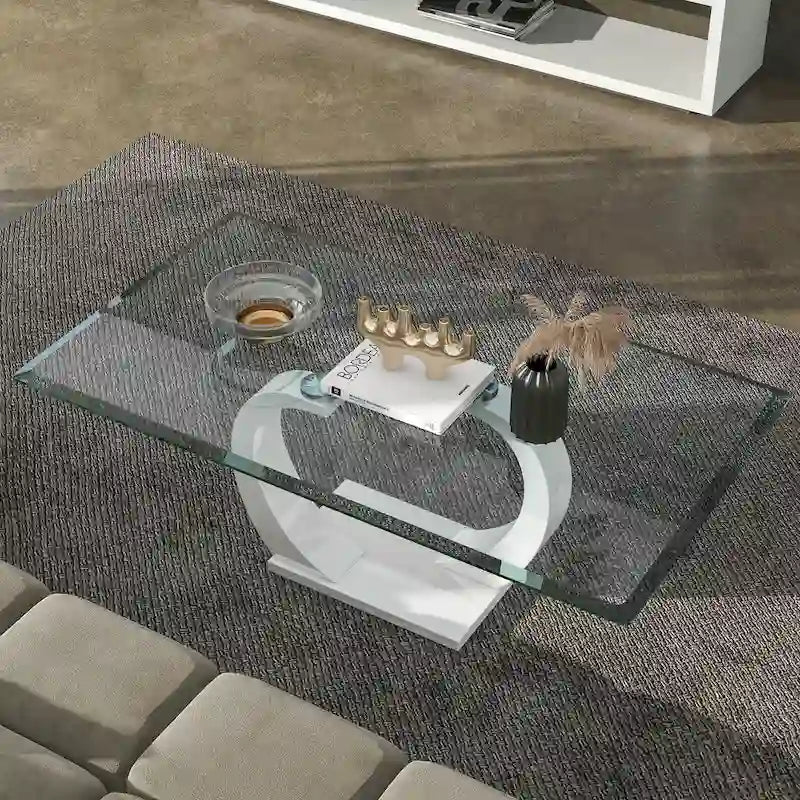Table basse contemporaine 50 pouces avec plateau en verre Cres par Furniture of America