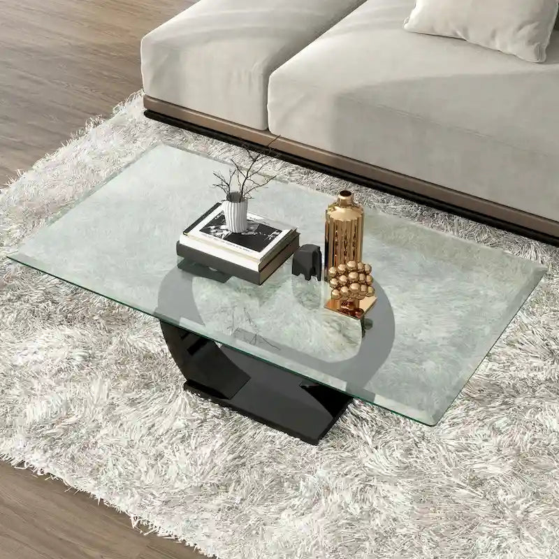 Table basse contemporaine 50 pouces avec plateau en verre Cres par Furniture of America