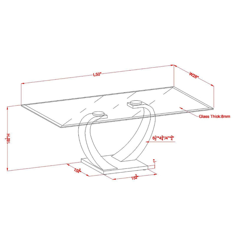 Table basse contemporaine 50 pouces avec plateau en verre Cres par Furniture of America