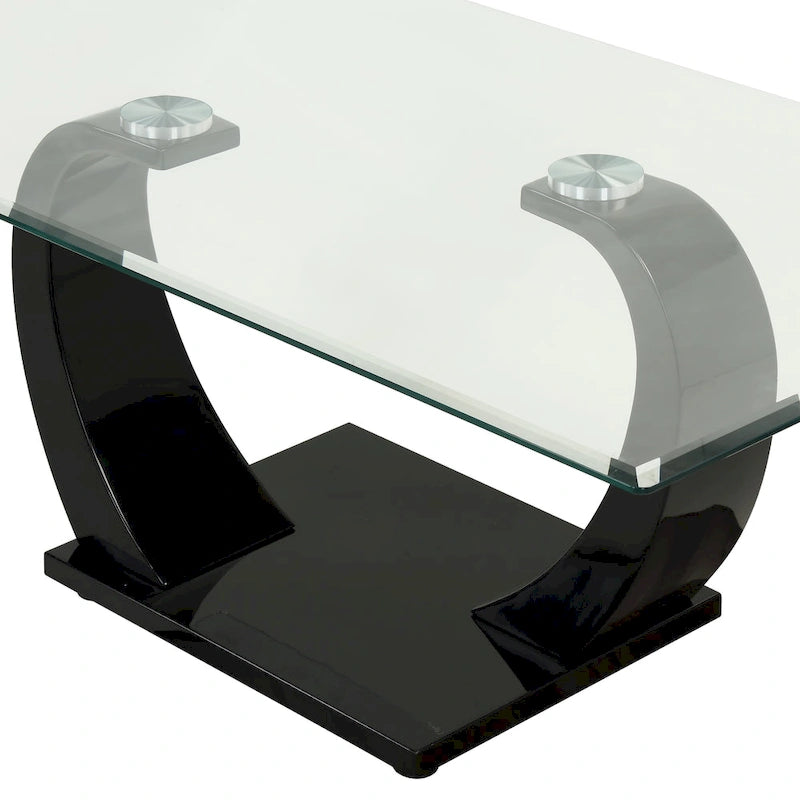 Table basse contemporaine 50 pouces avec plateau en verre Cres par Furniture of America