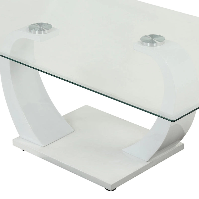 Table basse contemporaine 50 pouces avec plateau en verre Cres par Furniture of America