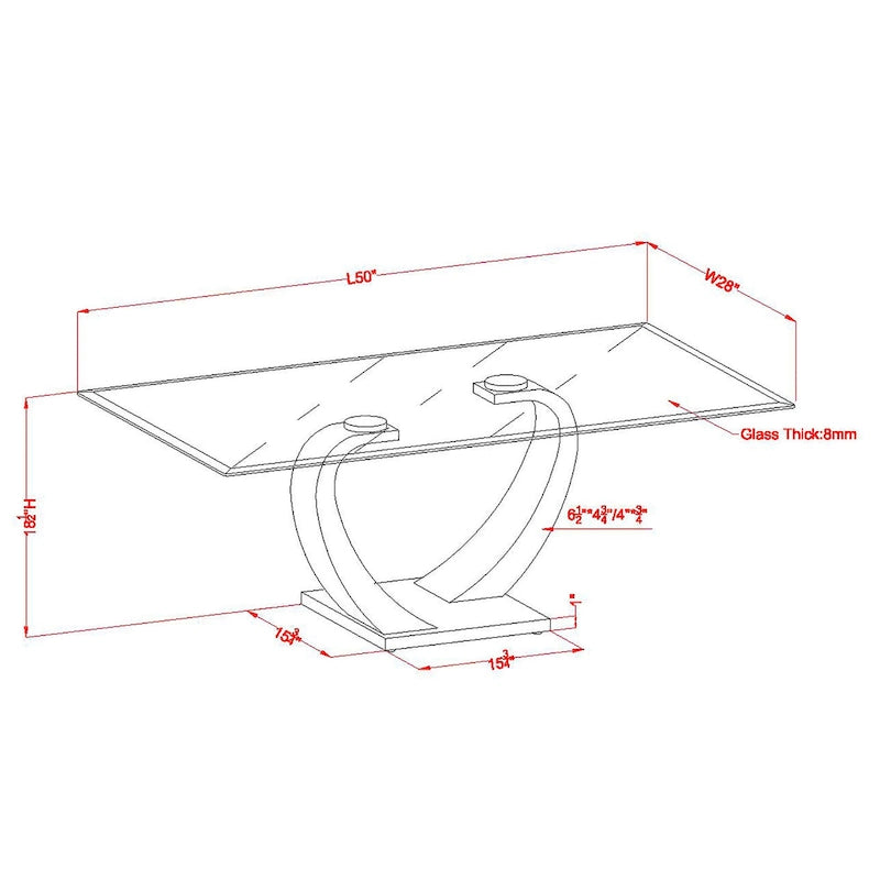 Table basse contemporaine 50 pouces avec plateau en verre Cres par Furniture of America