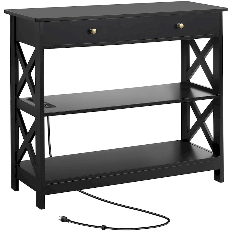 Table Console en Bois Yaheetech avec Prise de Courant Table d'Entrée