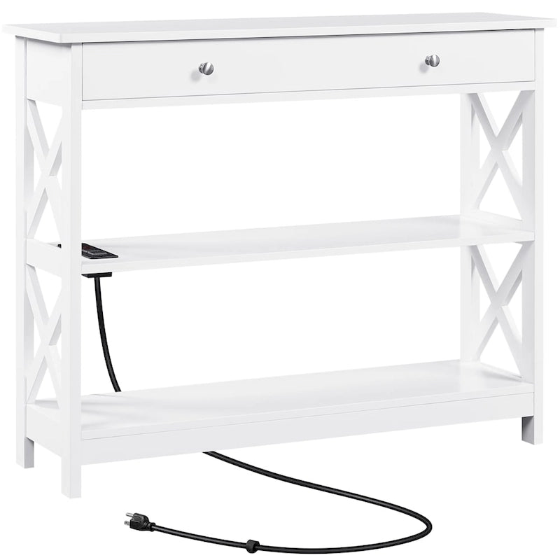 Table Console en Bois Yaheetech avec Prise de Courant Table d'Entrée