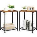 Lot de 2 petites tables d'appoint à 2 niveaux avec étagère de rangement ouverte