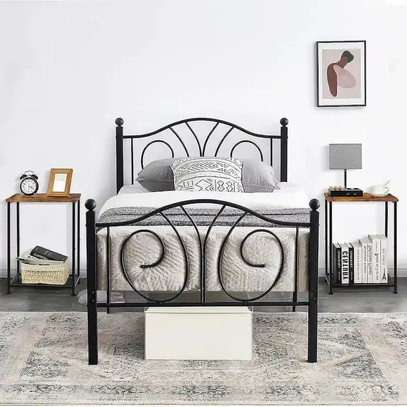 Lot de 2 petites tables d'appoint à 2 niveaux avec étagère de rangement ouverte