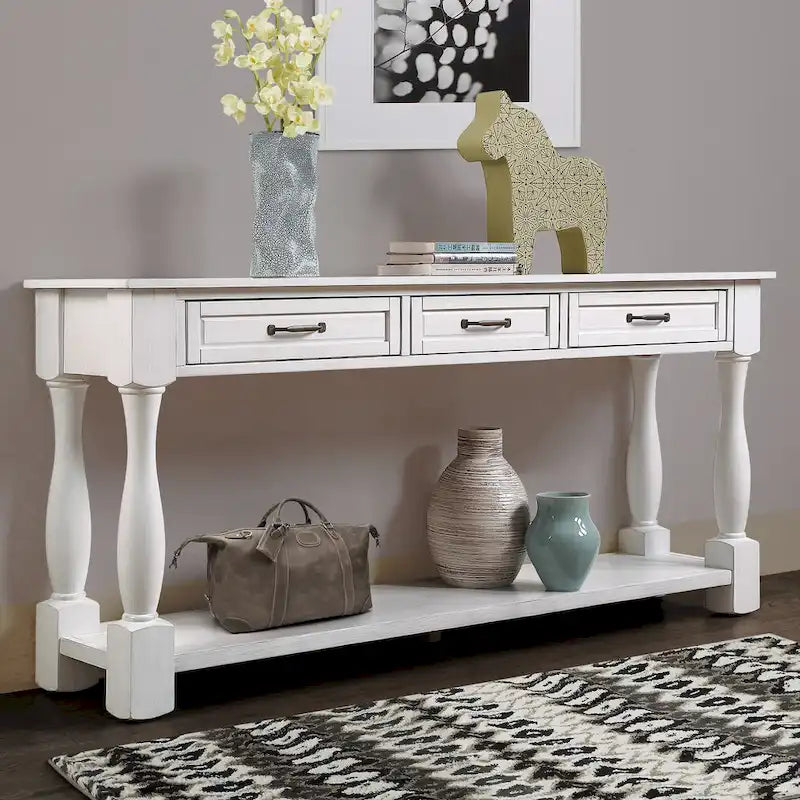 Console en bois de 160 cm de long avec 3 tiroirs