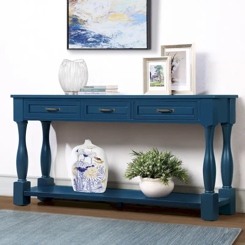 Console en bois de 160 cm de long avec 3 tiroirs