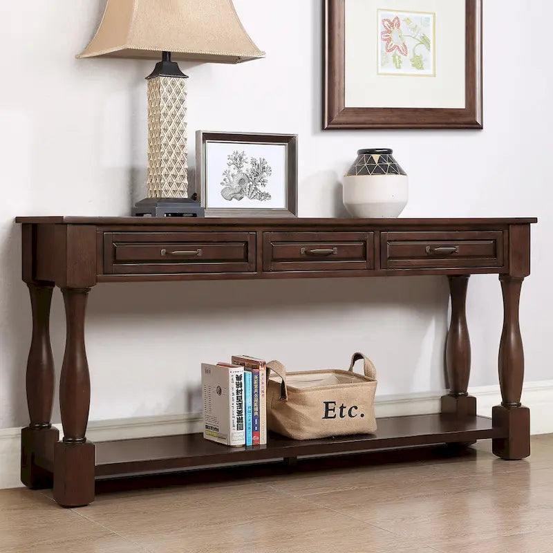 Console en bois de 160 cm de long avec 3 tiroirs