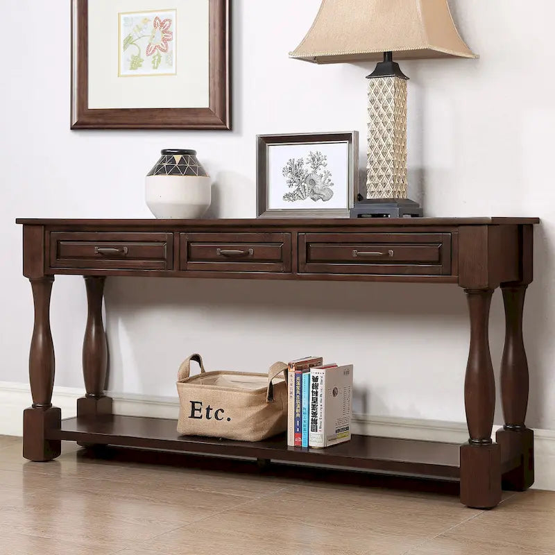 Console en bois de 160 cm de long avec 3 tiroirs