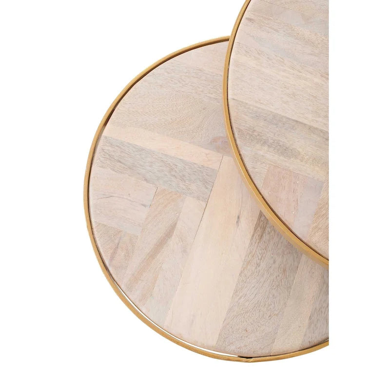 Tables d'appoint gigognes en bois naturel et fer (ensemble de 2) par East at Main