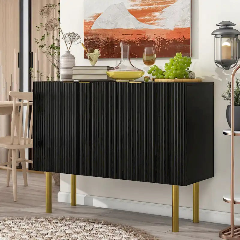 Table d'appoint buffet pour entrée avec pieds en métal doré - 120 L x 42 l x 93 H cm