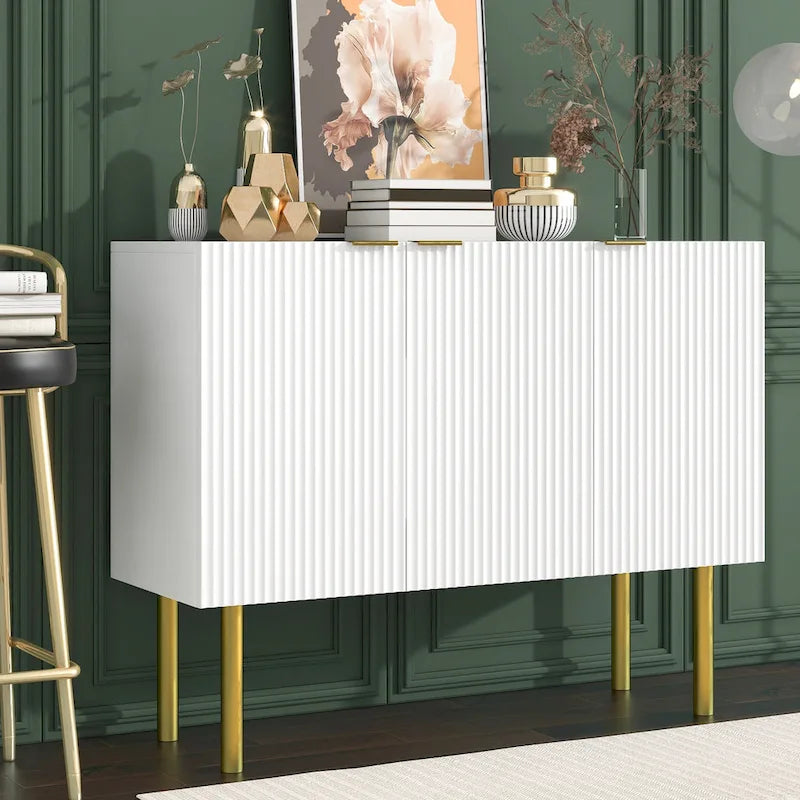 Table d'appoint buffet pour entrée avec pieds en métal doré - 120 L x 42 l x 93 H cm