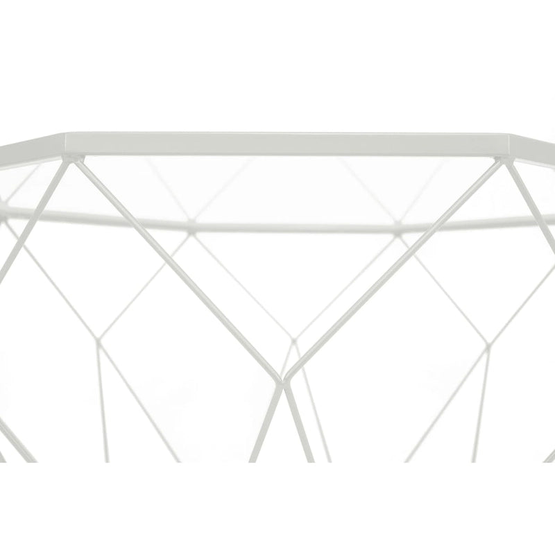Table basse octogonale moderne Malibu 22 avec plateau en verre trempé et base géométrique robuste en métal pour salon/bureau