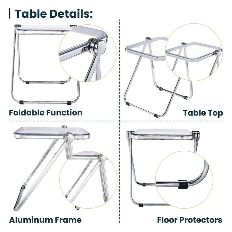 Table pliante rectangulaire LeisureMod Lawrence avec cadre en aluminium - 16.73