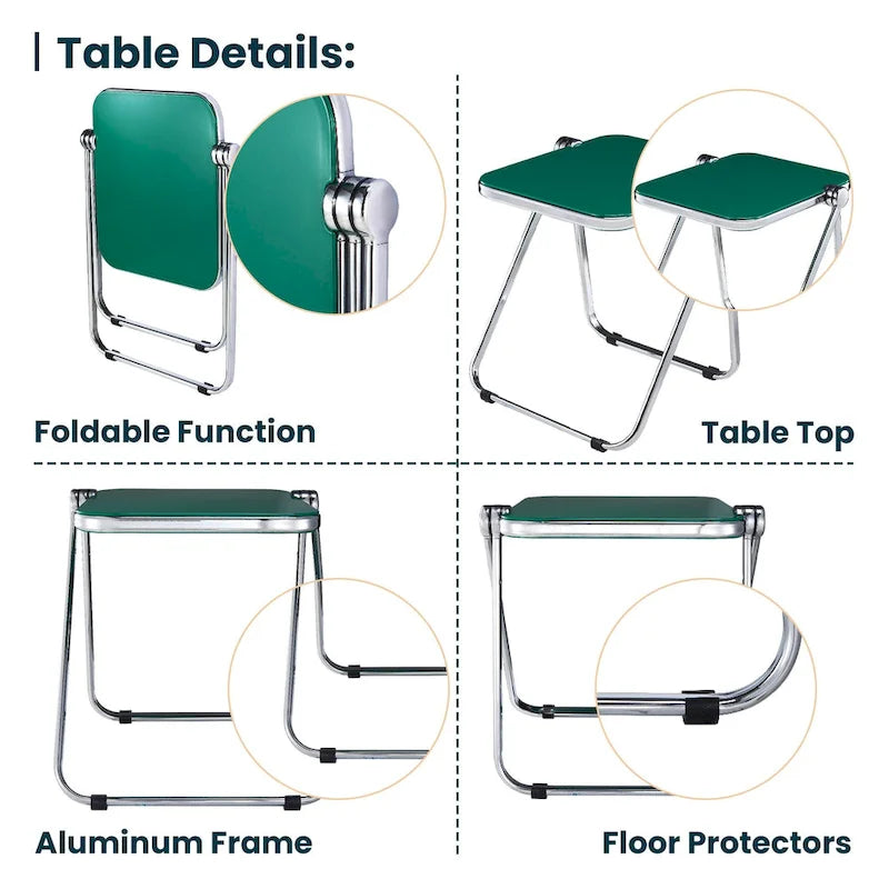 Table pliante rectangulaire LeisureMod Lawrence avec cadre en aluminium - 16.73