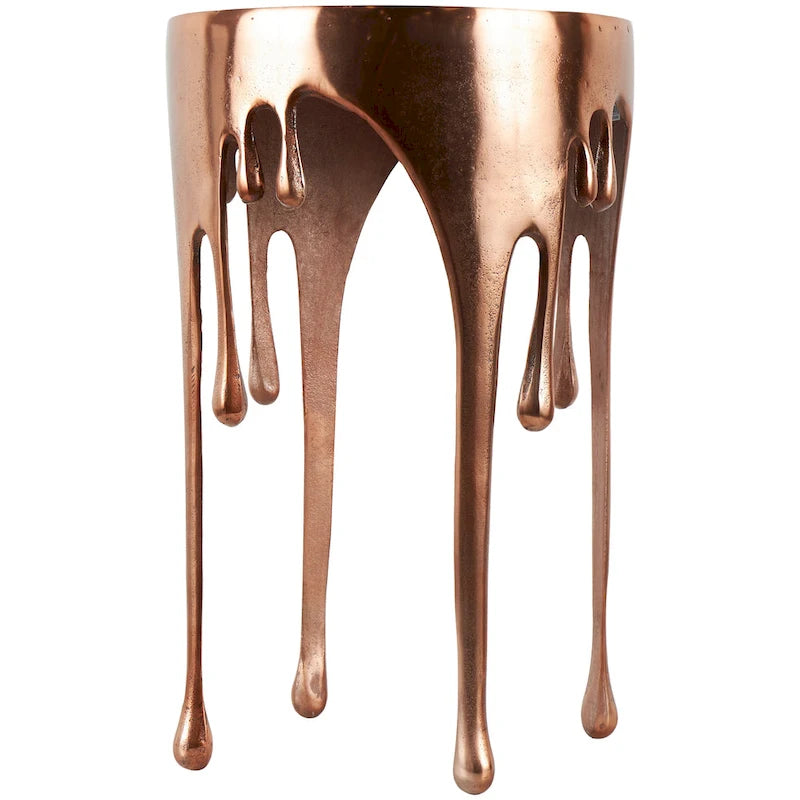 Table basse ou console en métal d'aluminium avec piètement au design fondu et plateau en verre fumé – Roche River Decor