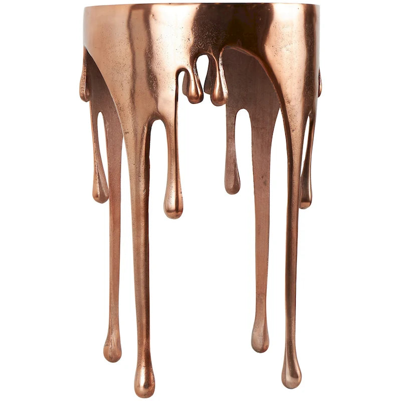 Table basse ou console en métal d'aluminium avec piètement au design fondu et plateau en verre fumé – Roche River Decor