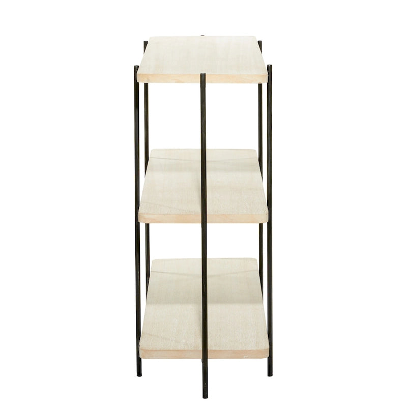 Console 2 étagères en bois avec pieds fins en métal noir - Beige - Décor Roche River - 14L x 40P x 32H
