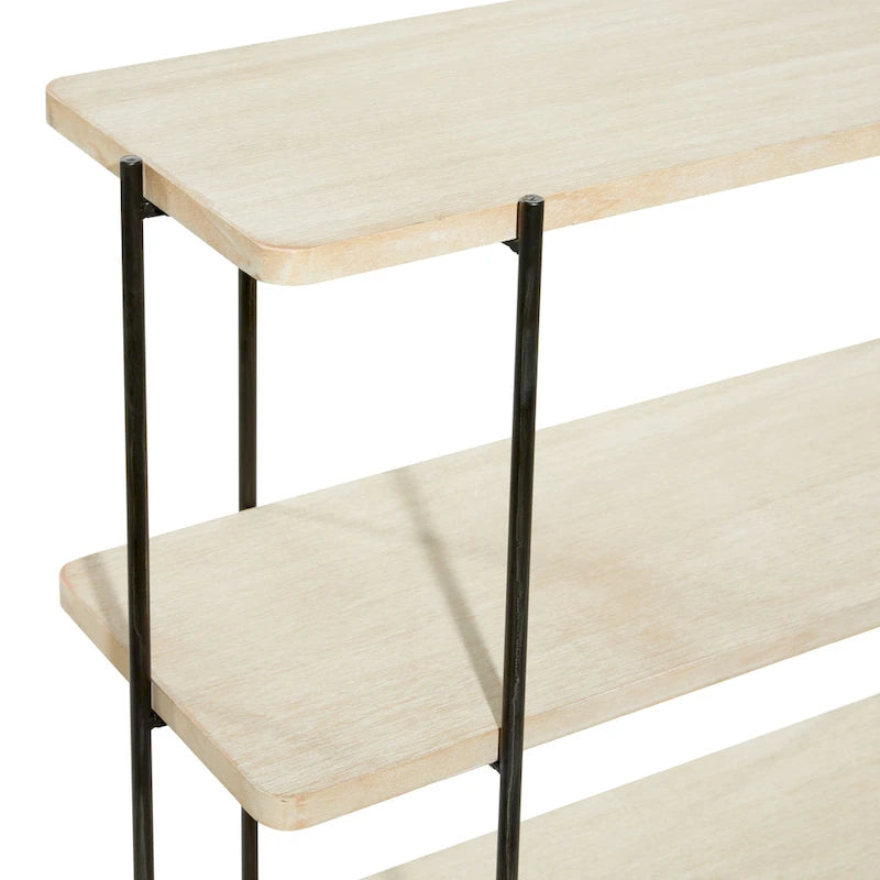 Console 2 étagères en bois avec pieds fins en métal noir - Beige - Décor Roche River - 14L x 40P x 32H