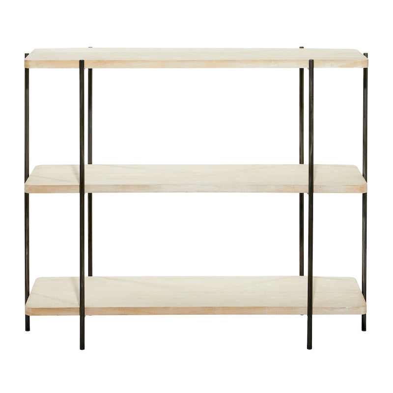 Console 2 étagères en bois avec pieds fins en métal noir - Beige - Décor Roche River - 14L x 40P x 32H