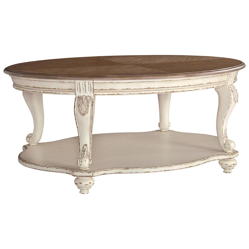 Table basse Realyn - Blanc/Marron - 48,13 L x 34 P x 19,88 H