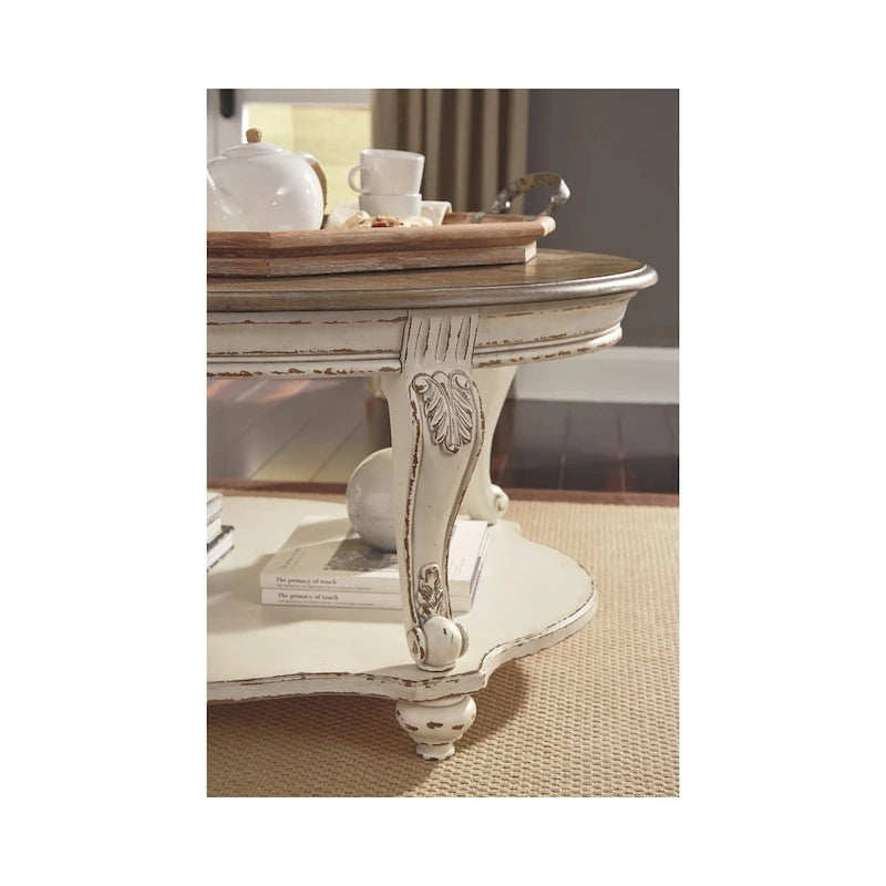 Table basse Realyn - Blanc/Marron - 48,13 L x 34 P x 19,88 H