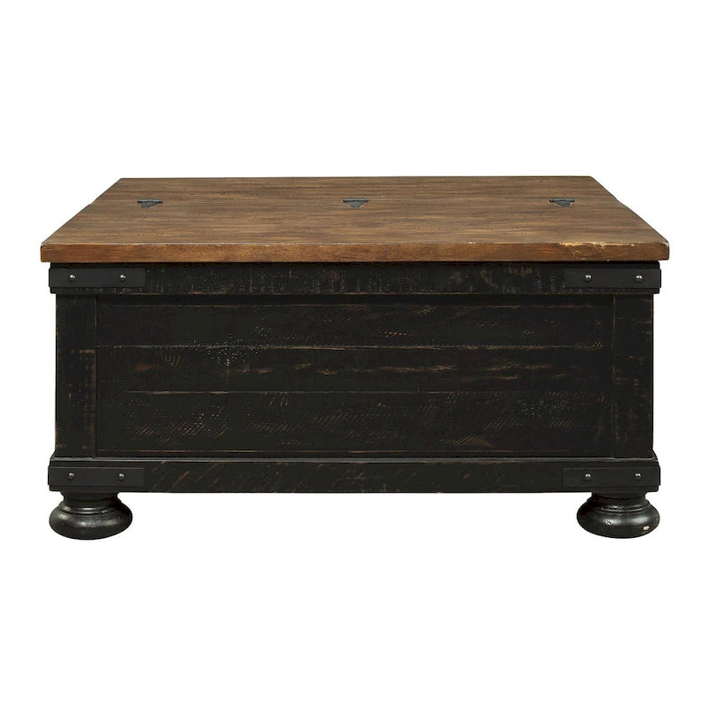 Table basse relevable carrée décontractée Valebeck noire/marron - 91 cm L x 91 cm P x 46 cm H