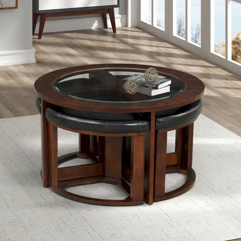 Table et chaises en bois massif Kavanur Copper Grove