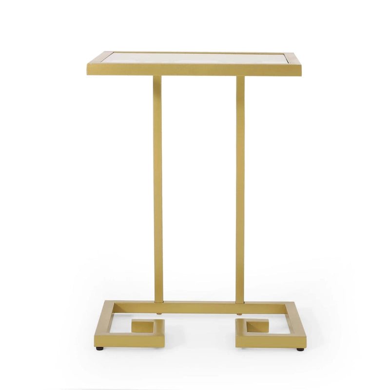 Table d'appoint en fer et verre trempé en forme de C Hickson de Christopher Knight Home