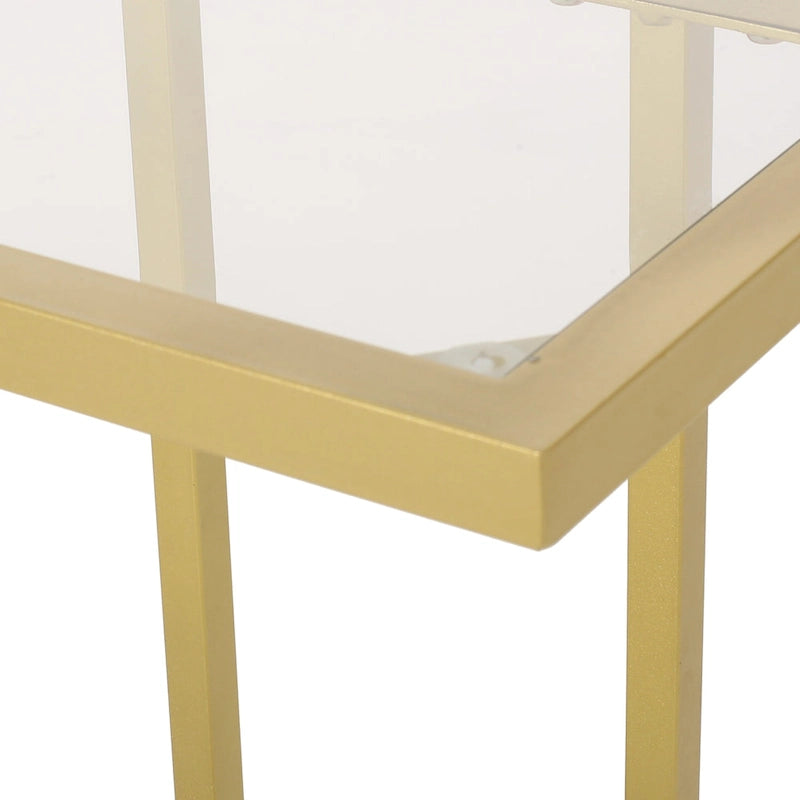 Table d'appoint en fer et verre trempé en forme de C Hickson de Christopher Knight Home
