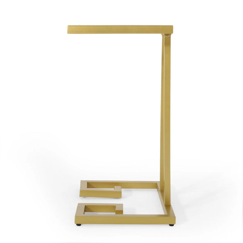 Table d'appoint en fer et verre trempé en forme de C Hickson de Christopher Knight Home