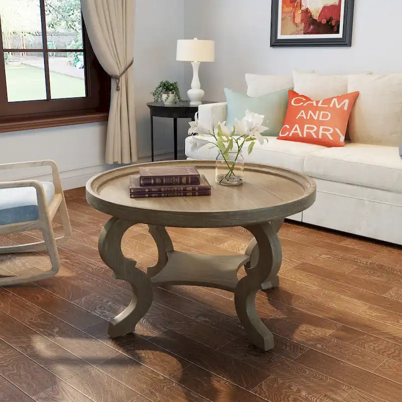 Table basse ronde en similicuir Althea de Christopher Knight Home