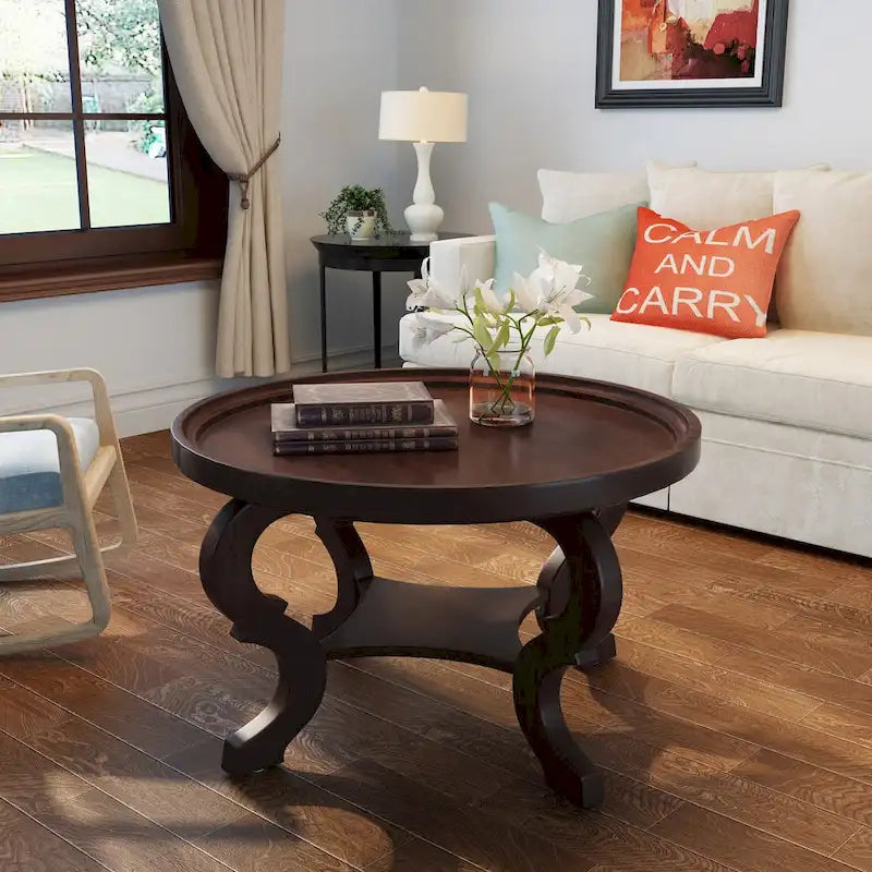 Table basse ronde en similicuir Althea de Christopher Knight Home