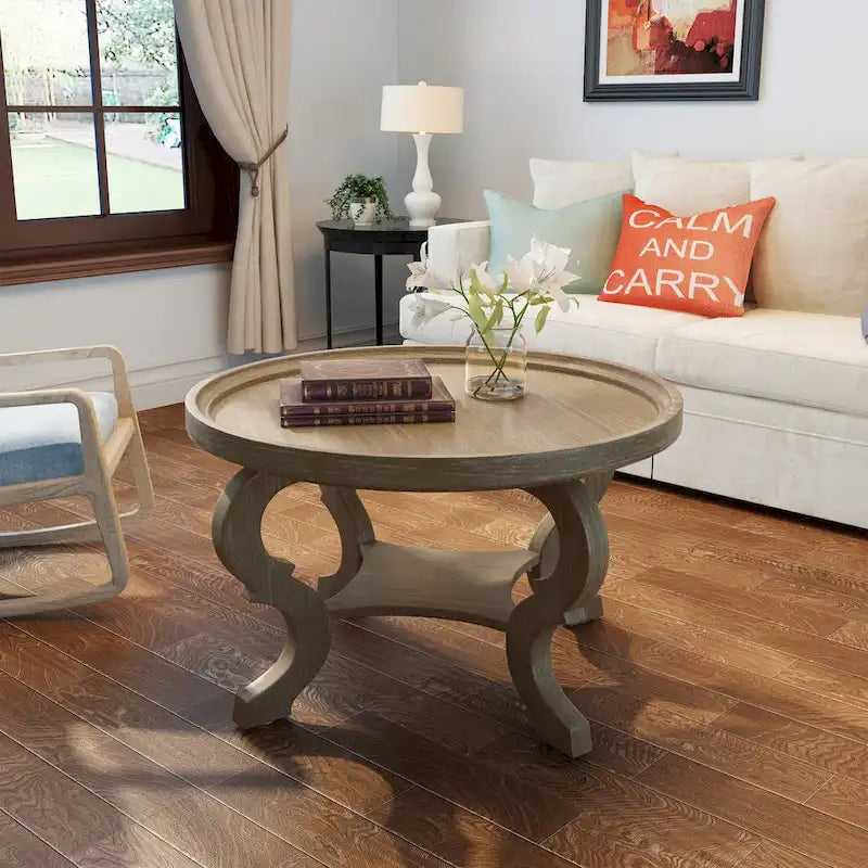 Table basse ronde en similicuir Althea de Christopher Knight Home