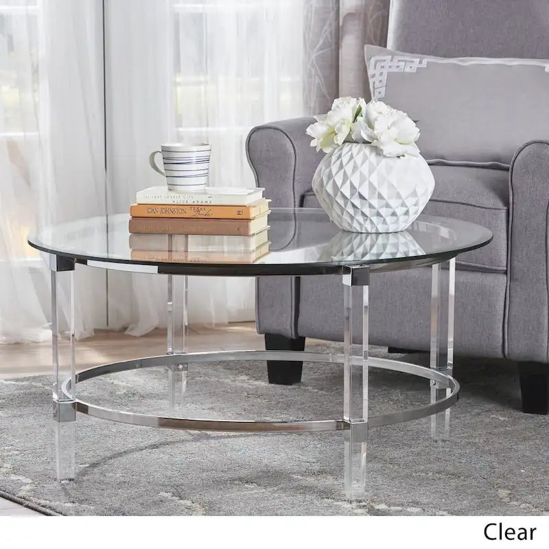Table basse ronde en verre Elowen de Christopher Knight Home - 35,5L x 35,5l x 18H