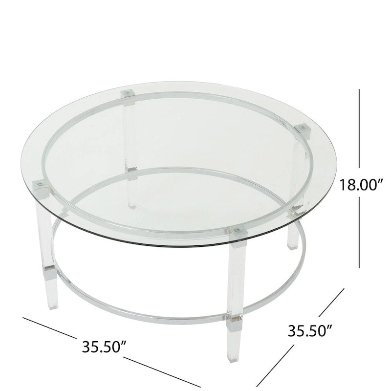 Table basse ronde en verre Elowen de Christopher Knight Home - 35,5L x 35,5l x 18H