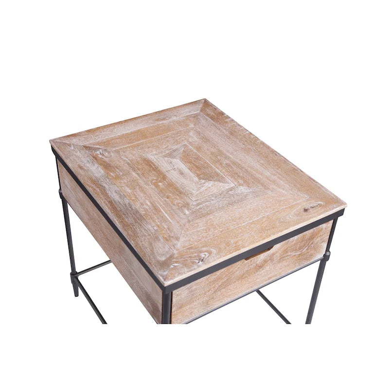 Table d'appoint carrée en bois massif de manguier Fenway