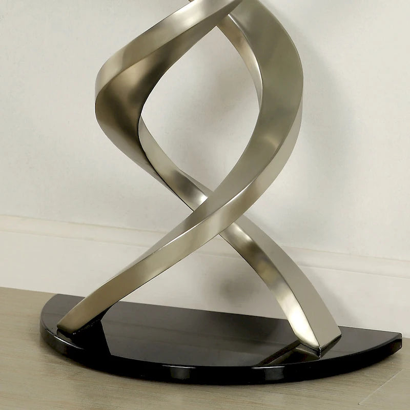 Table de canapé demi-lune Sele Contemporary Silver de 45 pouces en verre par Furniture of America