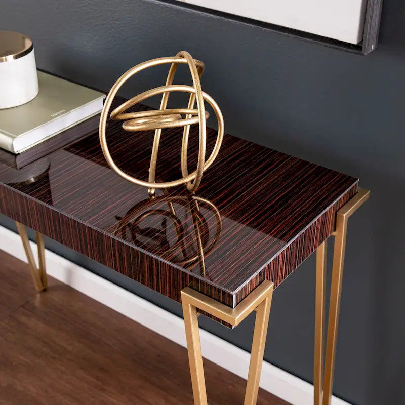 Table Console Contemporaine Berclair en Verre Marron SEI Furniture