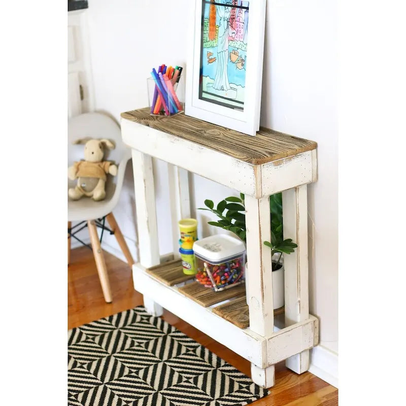 Table d'appoint mini-console 26x8x26 (Blanche)