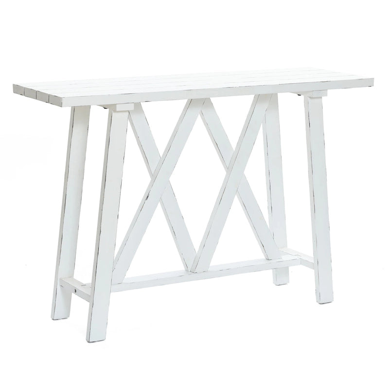 Console et table d'entrée blanches de style campagnard - 32,5 H x 47,9 L x 15 P