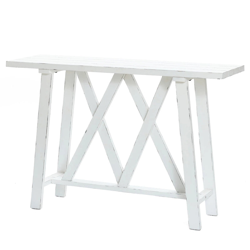 Console et table d'entrée blanches de style campagnard - 32,5 H x 47,9 L x 15 P