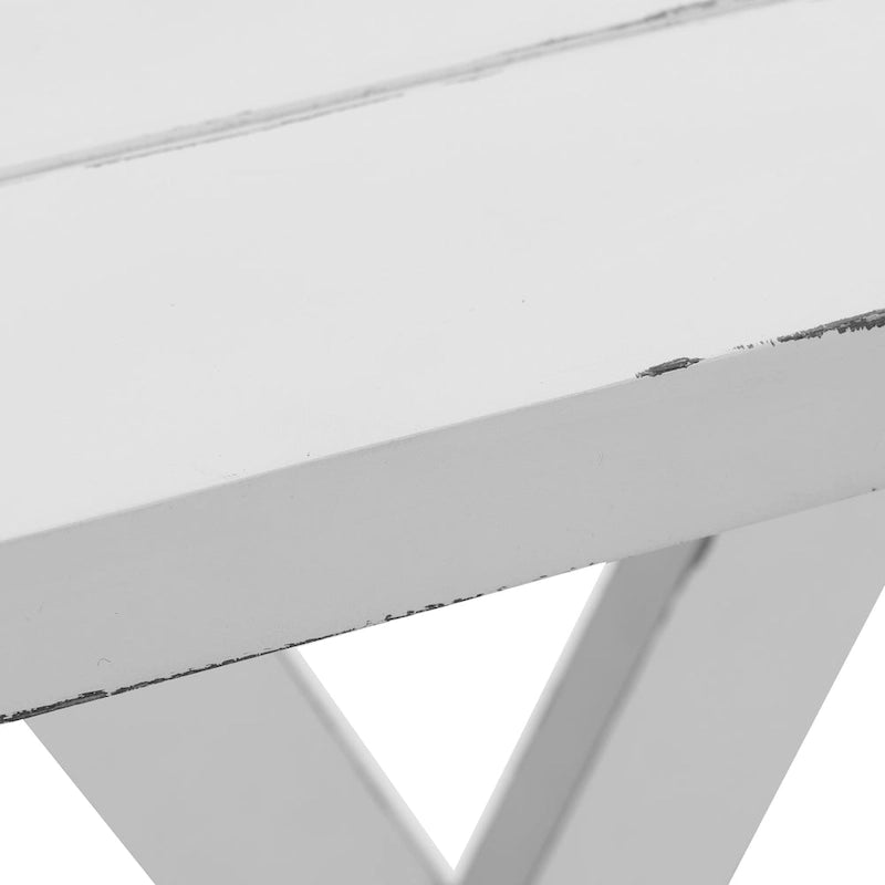 Console et table d'entrée blanches de style campagnard - 32,5 H x 47,9 L x 15 P