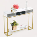 Table console MCombo avec tiroirs, pieds marbre et or