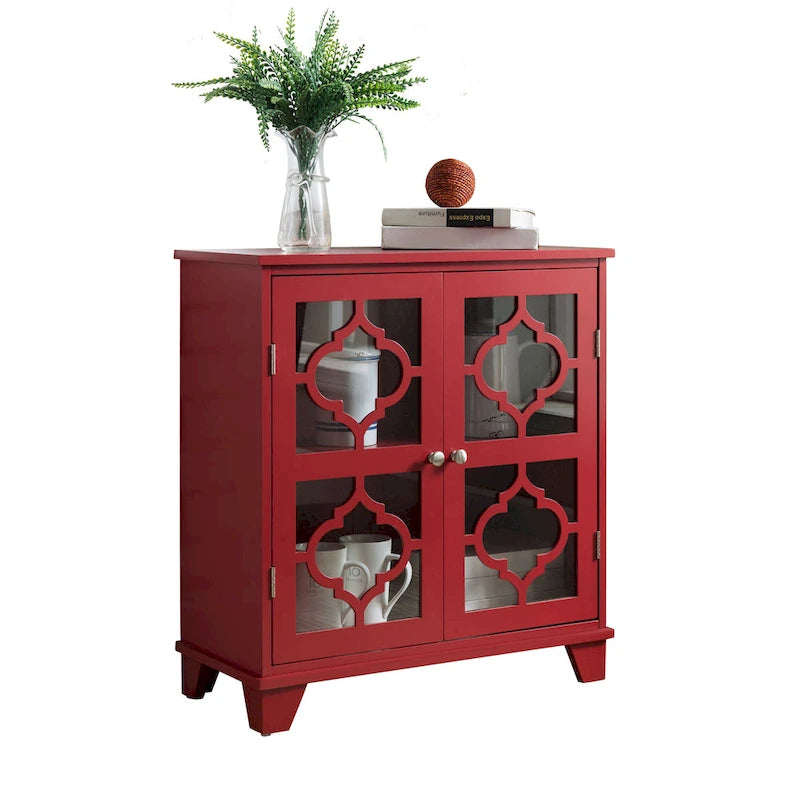 Console en bois Copper Grove Lunaria avec finition rouge