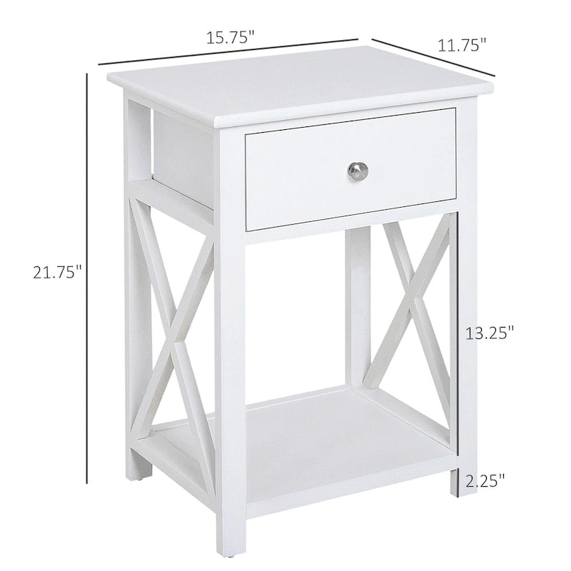 Table d'appoint en bois HomCom à côtés en X – 15,5 L x 12 l x 22 H