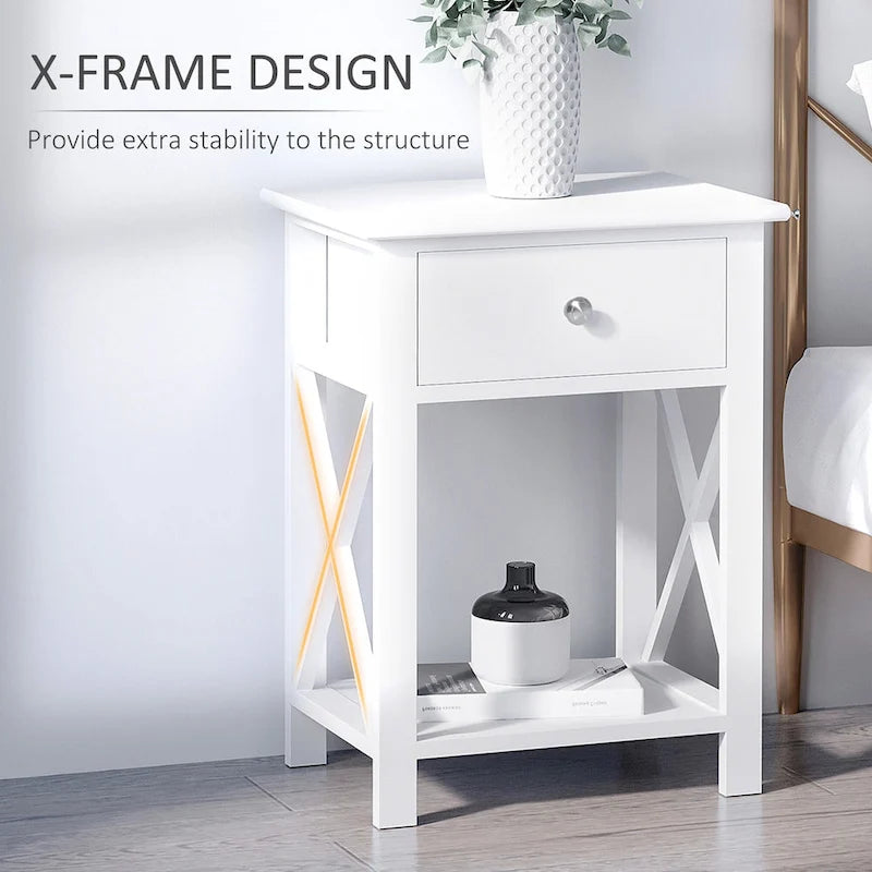 Table d'appoint en bois HomCom à côtés en X – 15,5 L x 12 l x 22 H