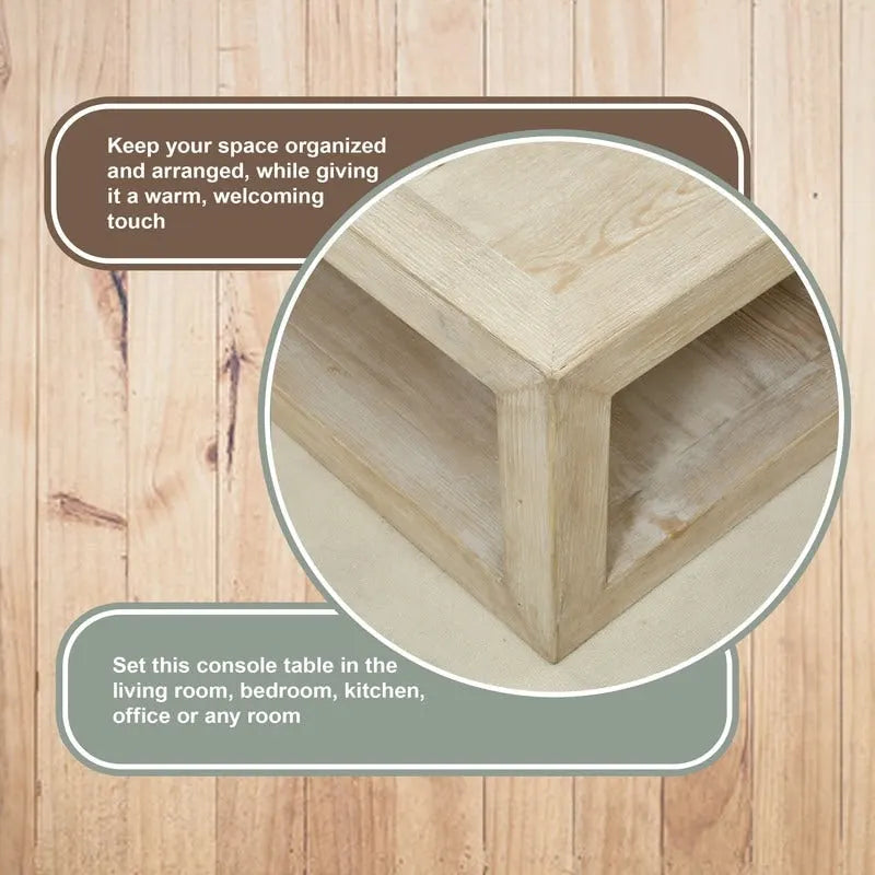 Table basse Artissance 39.4L carrée, aspect bois patiné blanc, avec grand cadre sculpté Peking